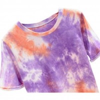 SKT053 Design Women's Contrast Tie Dye T-Shirt Loose Round Neck Short Sleeve T-Shirt T-Shirt Manufacturer front view